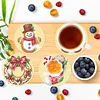 8Pcs Christmas DIY Wood Diamond Painting Coasters Kit with Round Base