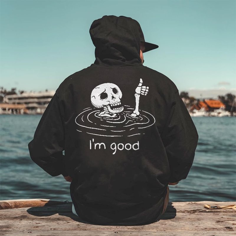 Skeleton In The Water I'm Good Men's Hoodie -  