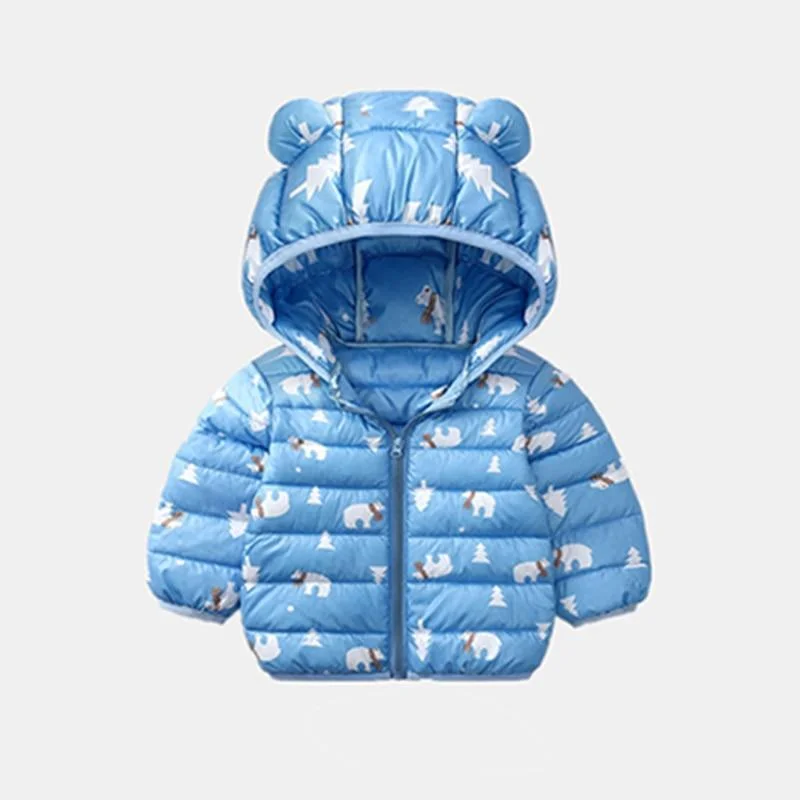 Baby Girls Hooded Down Jackets For Kids Coats Autumn Boys Cartoon Keeping Warm Outerwear Toddler Infant Casual Zipper Clothing