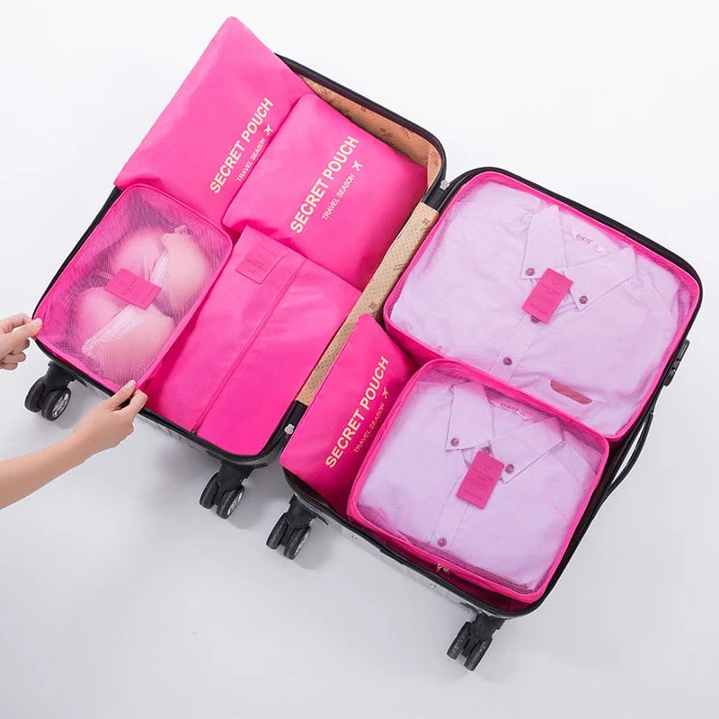 7pcs/set Luggage Organizer Bag Large Waterproof  Polyester Packing Cubes Organiser For Clothing Storage Bags Travel Accessories
