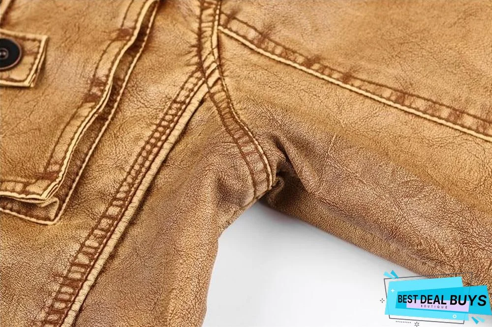 Men's Pu Jacket Leather Coat Slim Fit Faux Leather Motorcycle Jackets Coats