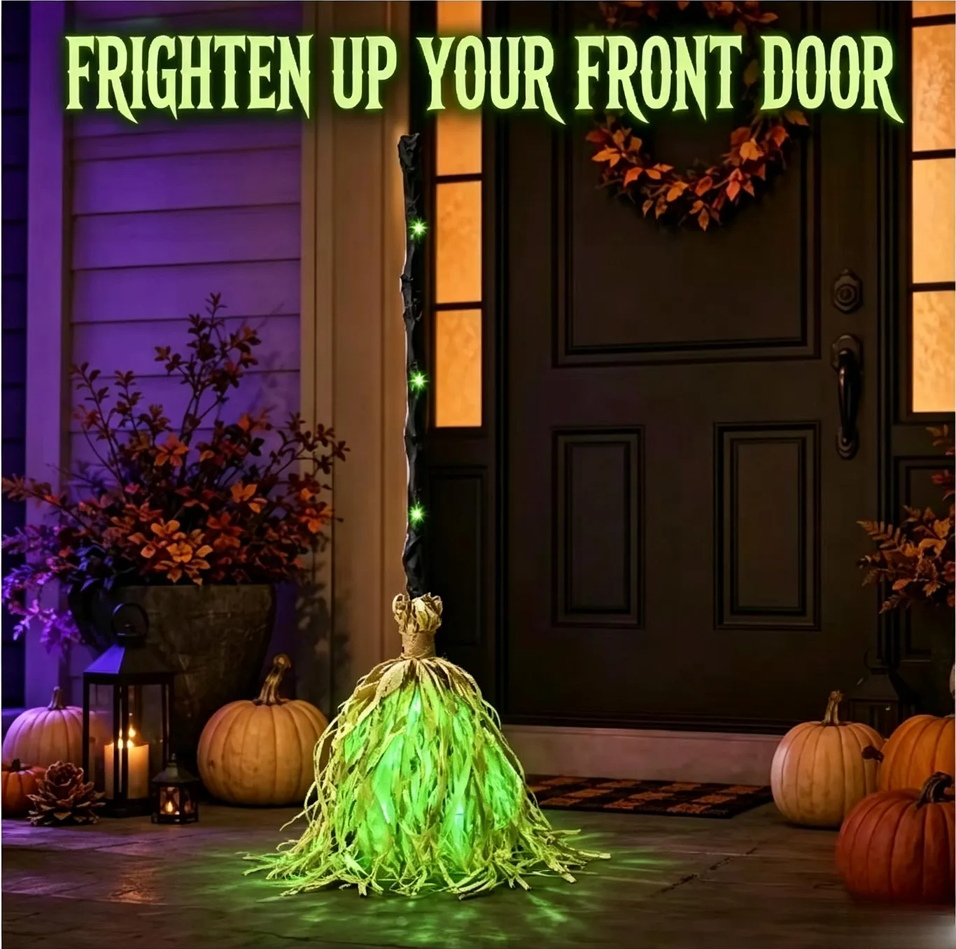 Light Up Halloween Witch Broom 35 Inch, Bendable Glowing Witch Broomstick, Battery Powered Costume Prop for Halloween Cosplay Party Yard Decor Party Decor Supplies Party Decor Design Party Atmosphere Props Scene Decorations