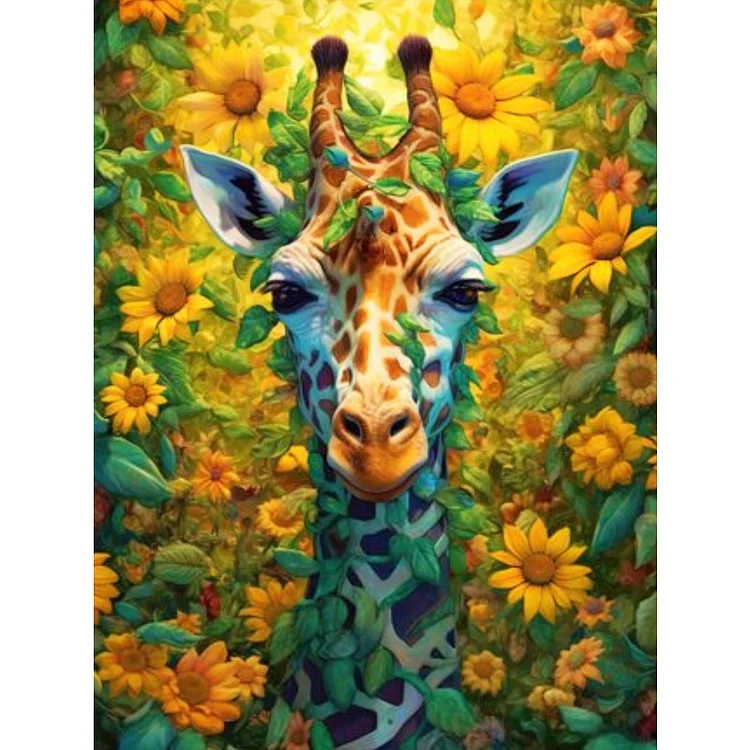 【Huacan Brand】Sunflower Giraffe 11CT Stamped Cross Stitch 40*55CM