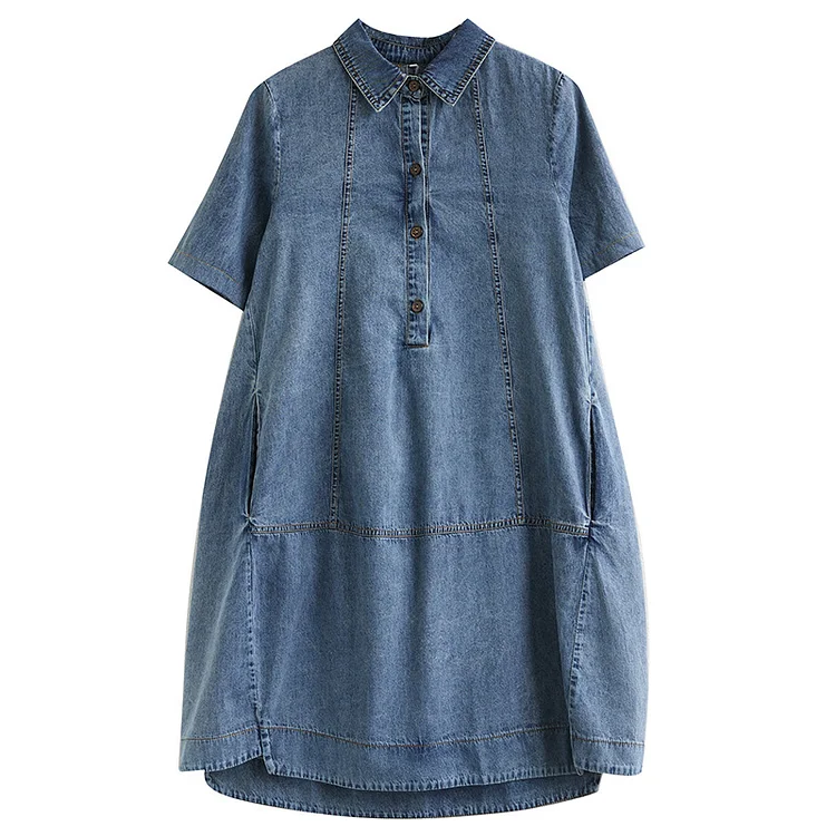 Vintage Denim Short Sleeve Mini Dress