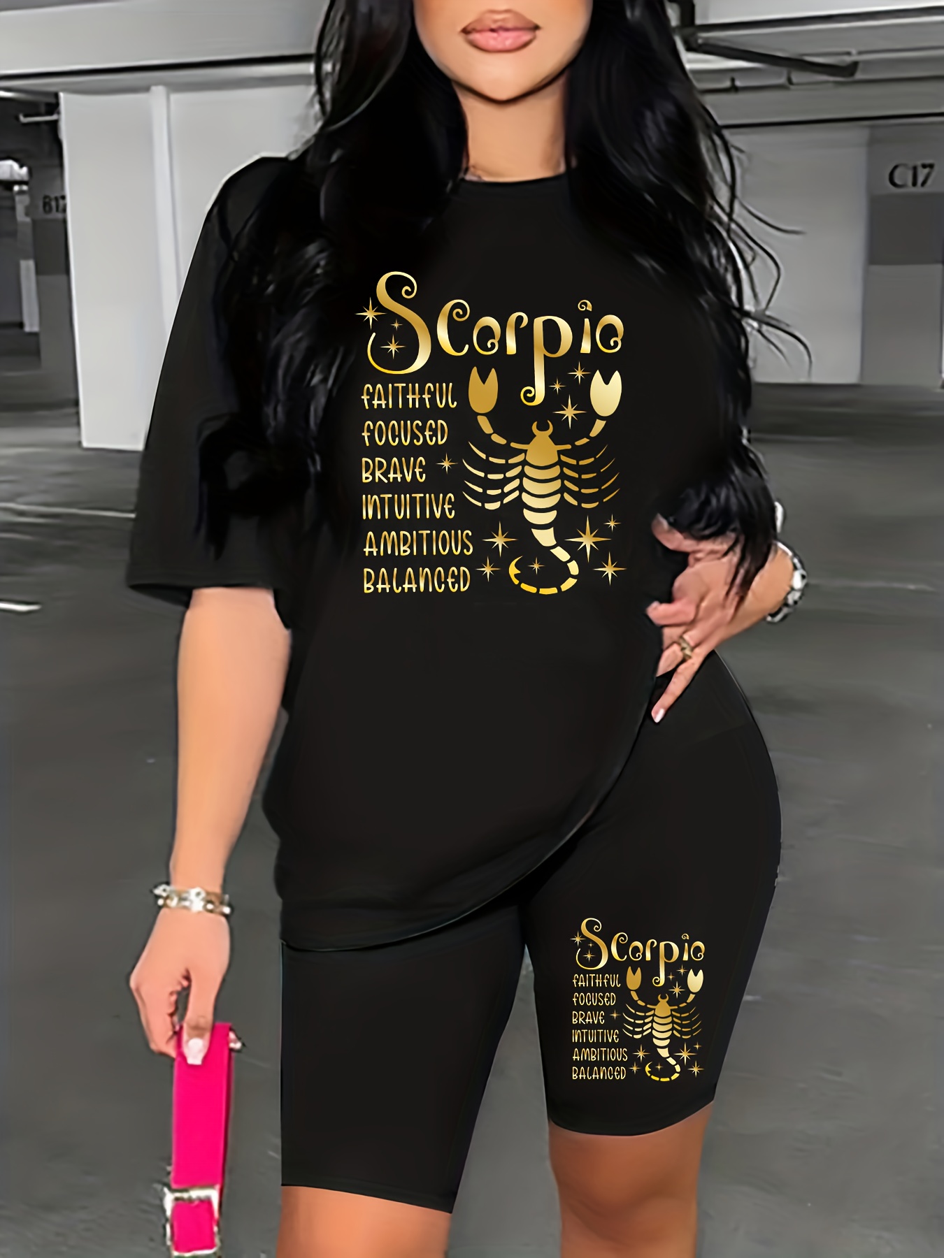 Two-Piece Casual Fashion Summer Wear Scorpio T-Shirt Shorts Two-Piece Suit Female | IFYHOME