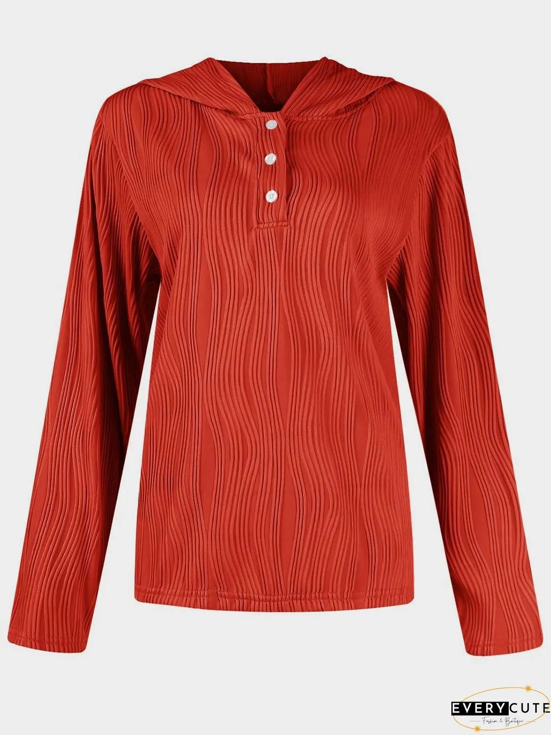 Textured Long Sleeve Hoodie