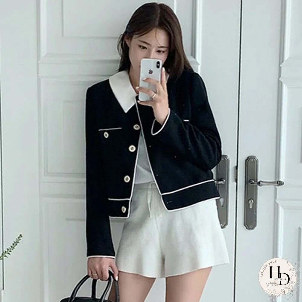 Autumn Korean Fashion Temperament Warm Short Jacket Women Elegant Lady Coats Single Button Long Sleeves White Outwear New