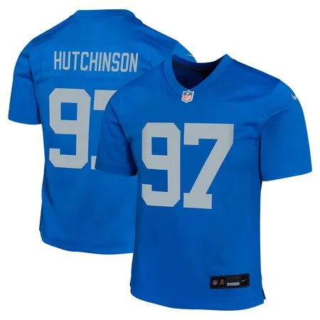 Youth Detroit Lions #97 Aidan Hutchinson  Blue Alternate Game Jersey