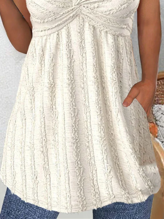 Women's Sleeveless V-neck Solid Color Tops