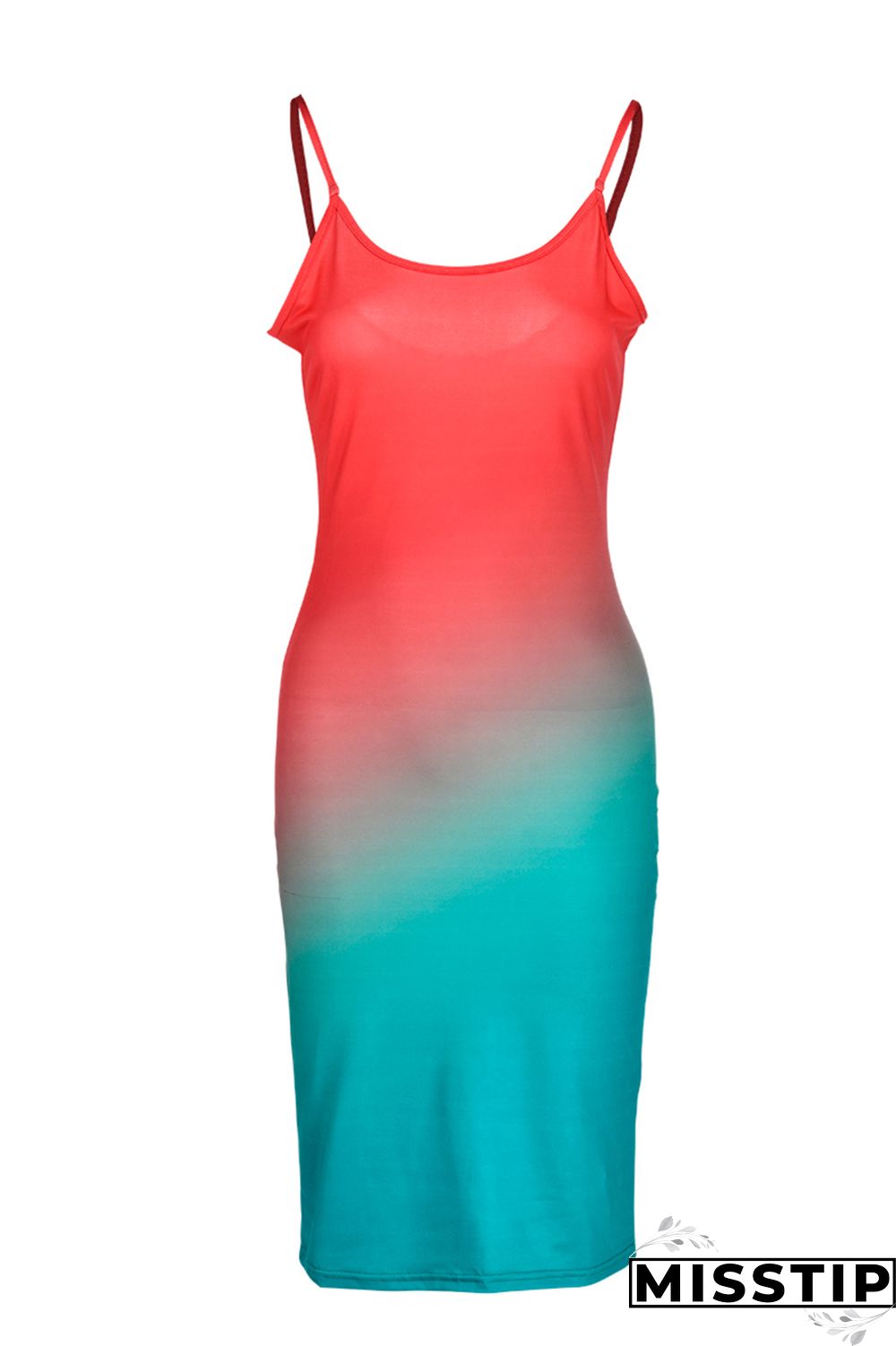 Pink Sexy Casual Gradual Change Print Backless Spaghetti Strap Sleeveless Dress