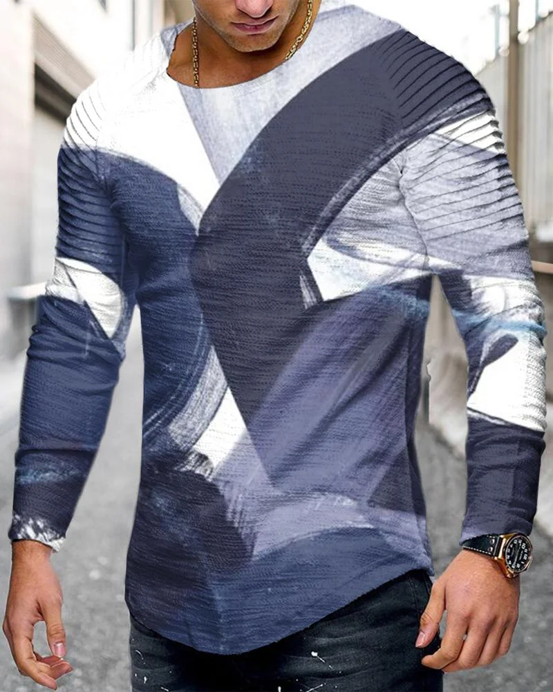 men's casual printing long sleeves