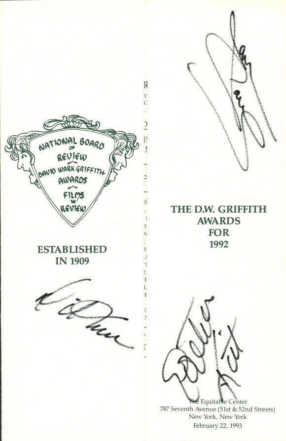 D.W. GRIFFITH AWARDS Program Signed By Three Stars