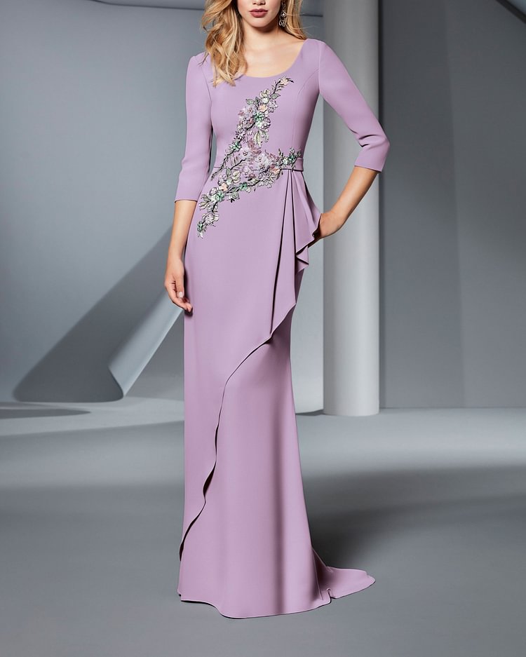 Fashion ruffled rhinestone dress
