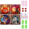 4pcs Diamond Painting -DIY Round Drill Fox Dragon Wolf