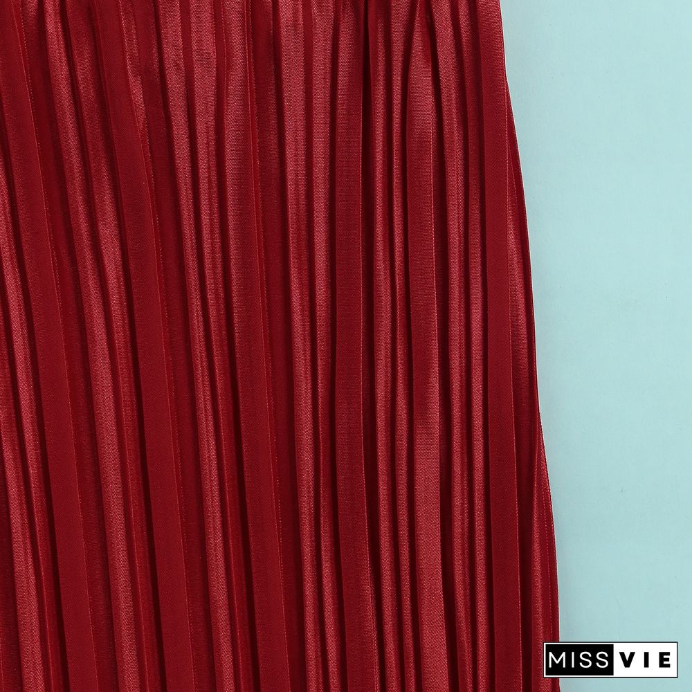 Pleated Loose Blouse Crop Top Wide Leg Pants Outfits