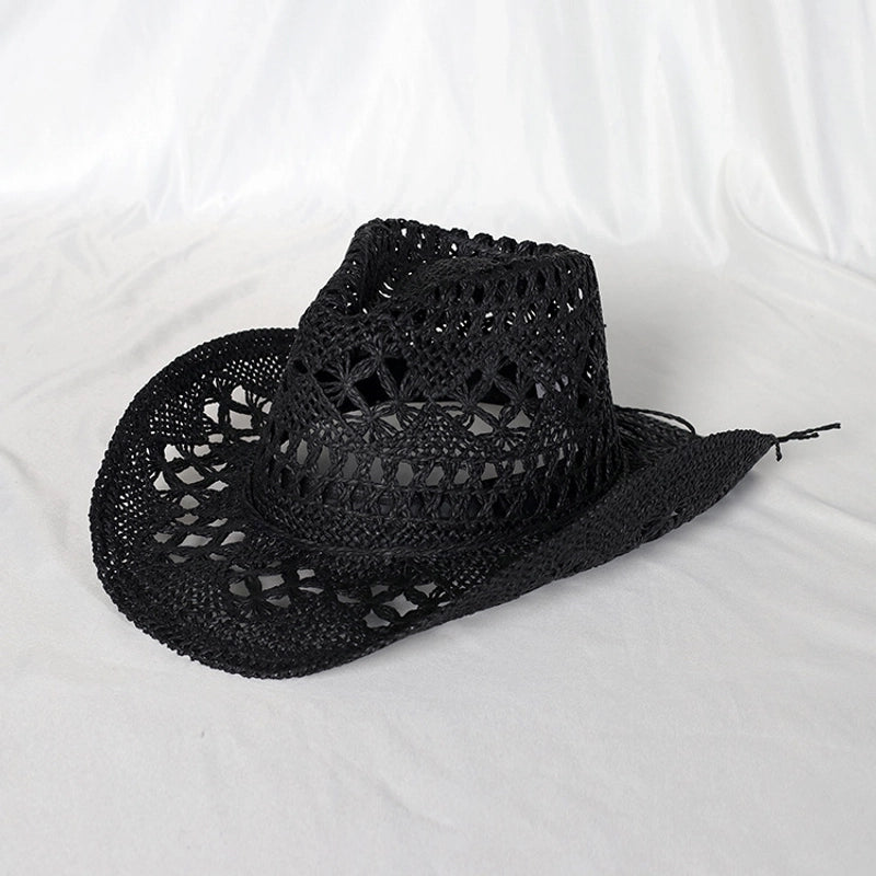 Unisex Minimalist Solid Color Hollow Out Crimping Straw Hat