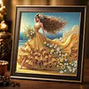 Seaside Golden Gown Lady Special Shaped 5D DIY Partial Drill Diamond Painting Kits 30x30cm Diamond Art Kit for Adults Home Decor