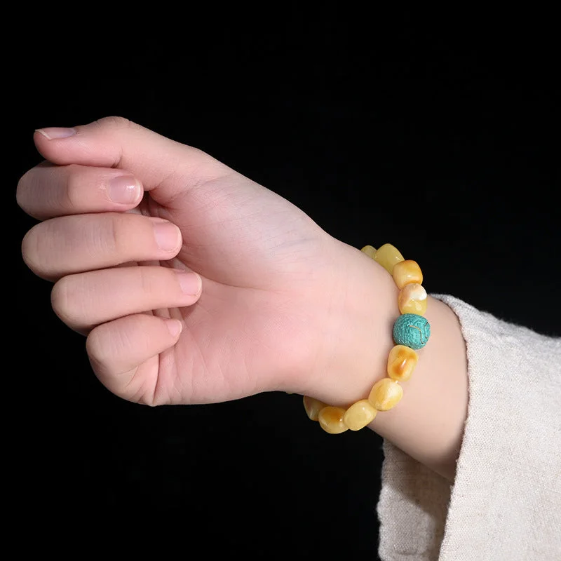 Beeswax Jade Amber Turquoise Bracelet