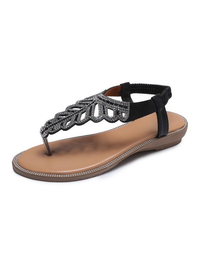 Bohemian Rhinestone Flip Flops Wedge Sandals CS543- Fabulory