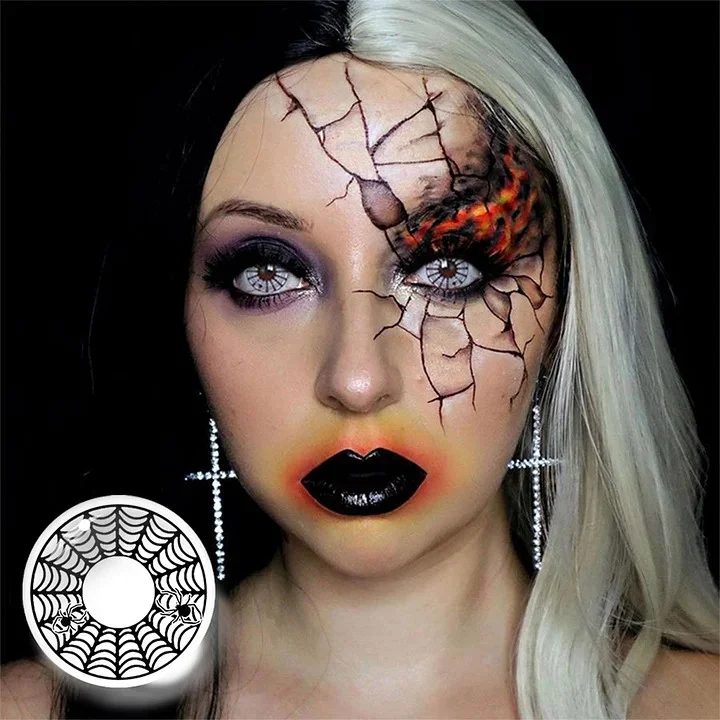【NEW】Spider Web White Halloween Cosplay Contact Lenses