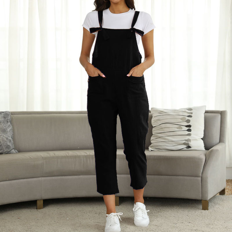 Rotimia Literary cotton and linen strap casual jumpsuit