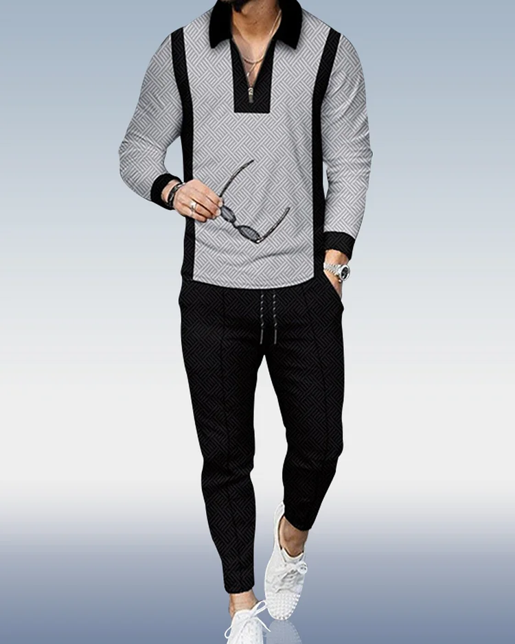 Men's Casual Personality Polo Suit 097
