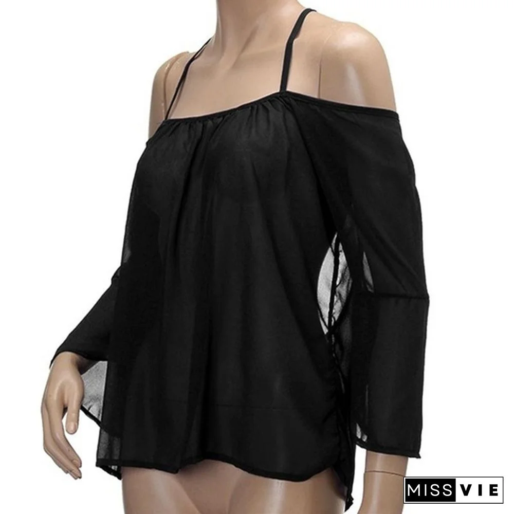 Women Summer Loose Casual Off-shoulder Chiffon Sleeveless Vest Shirt Tops Blouse