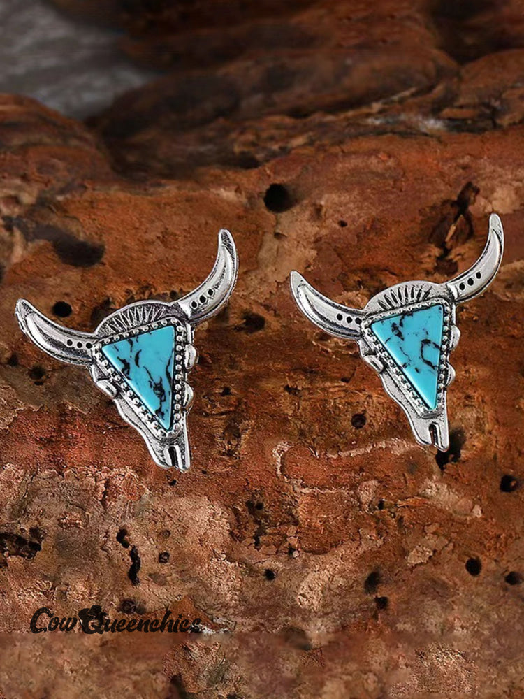 Women’s Western Bullhead Turquoise Earrings Cyan / One