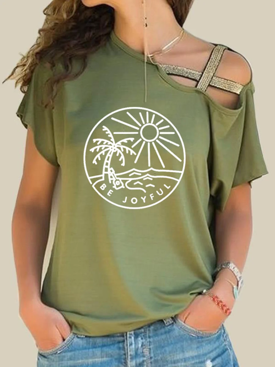 Irregular Cross - Cut Short - Sleeved T-shirt