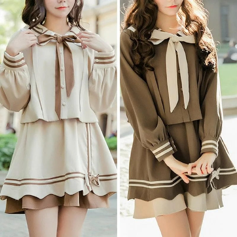 Beige/Brown Lolita Sailor Uniform Set SP1711497