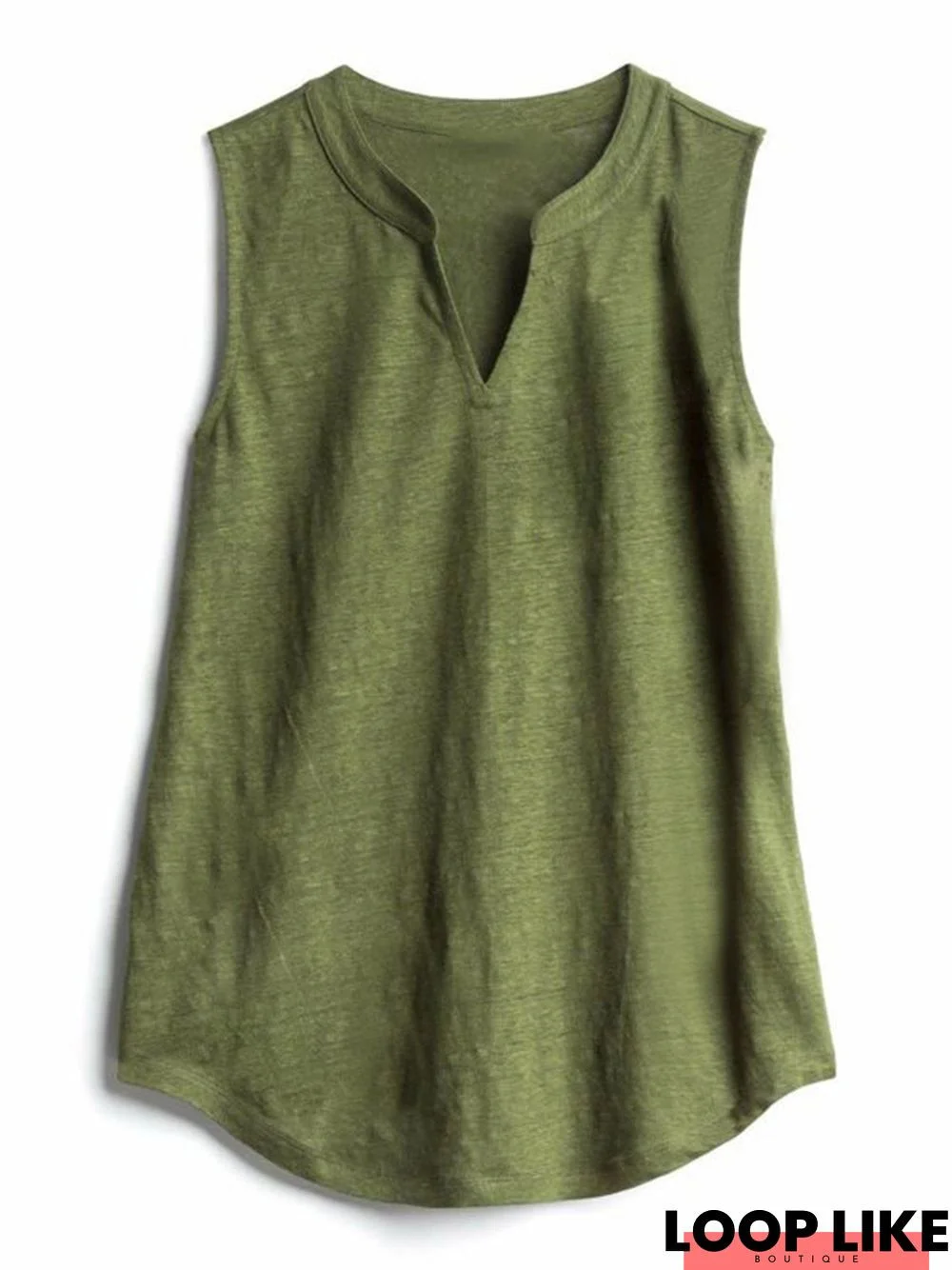 V-Neck Sleeveless Solid Tank Top