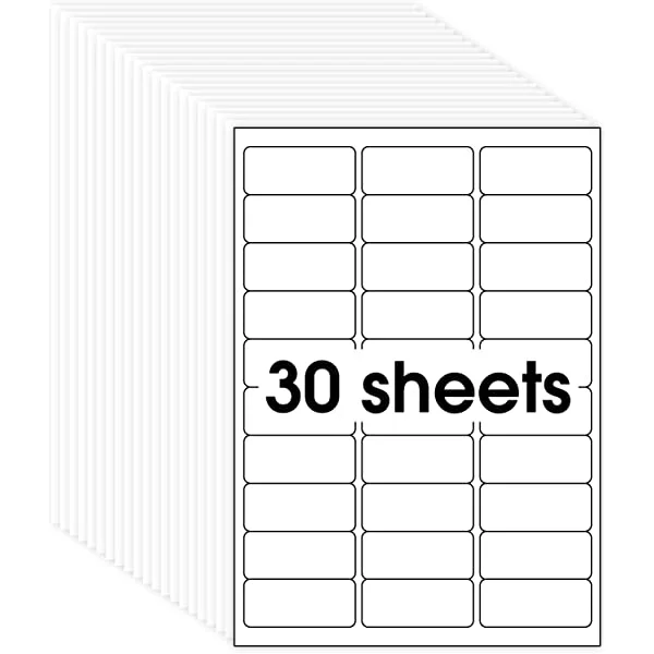 MaxGea® 1 x 2-5/8" Address Mailing Sticker Labels for Inkjet or Laser Printer, Matte White Paper Sheets, Strong Adhesive, Dries Quickly, Holds Ink Well, 30 Sheets, 900 Labels 