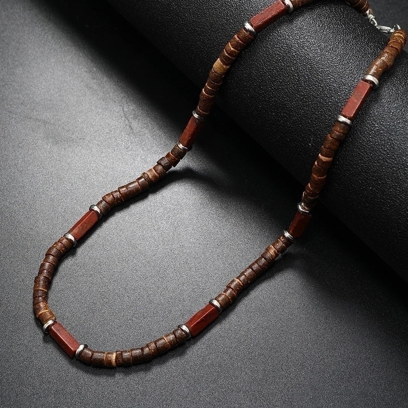 Ethnic Style Geometric Alloy Natural Stone Coconut Shell Beaded Men’s Necklace