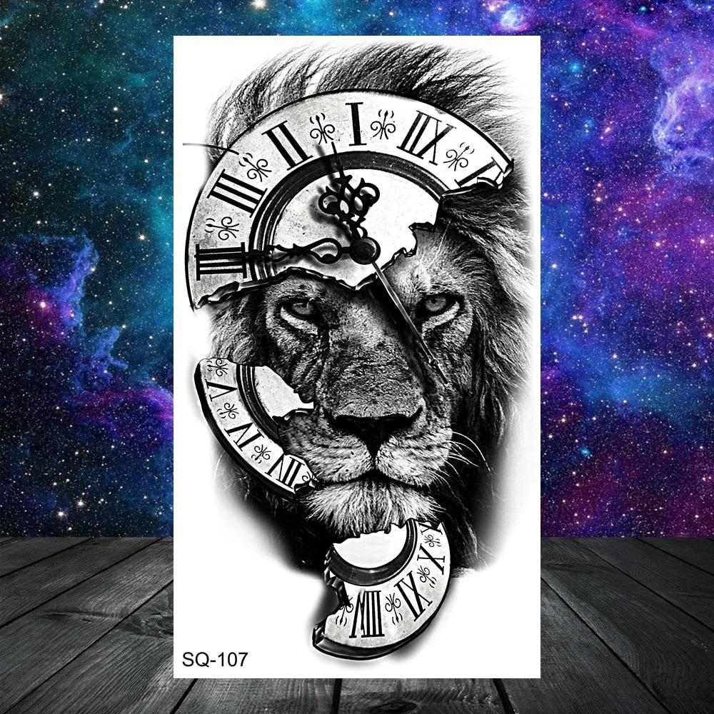 Thorns Wolf Dragon Scorpion Temporary Tattoos For Adult Men Boy Skull Tiger Lion Compass Fake Tattoo Neck Arm Hands Small Tatoos