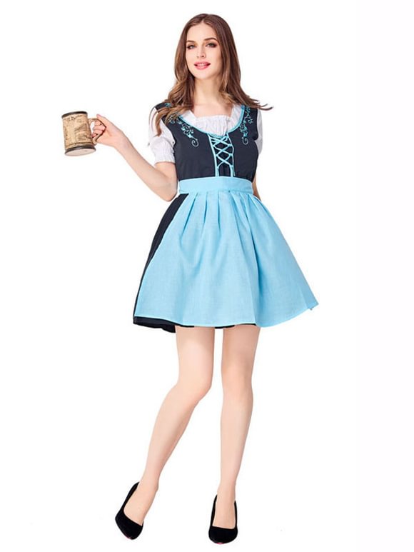 Oktoberfest Costumes Beer Girl Patchwork Apron Holidays Costumes  Novameme