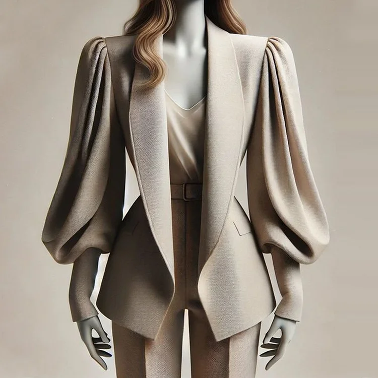 Ursime Formal Shawl Lapel Lantern Sleeve Blazer