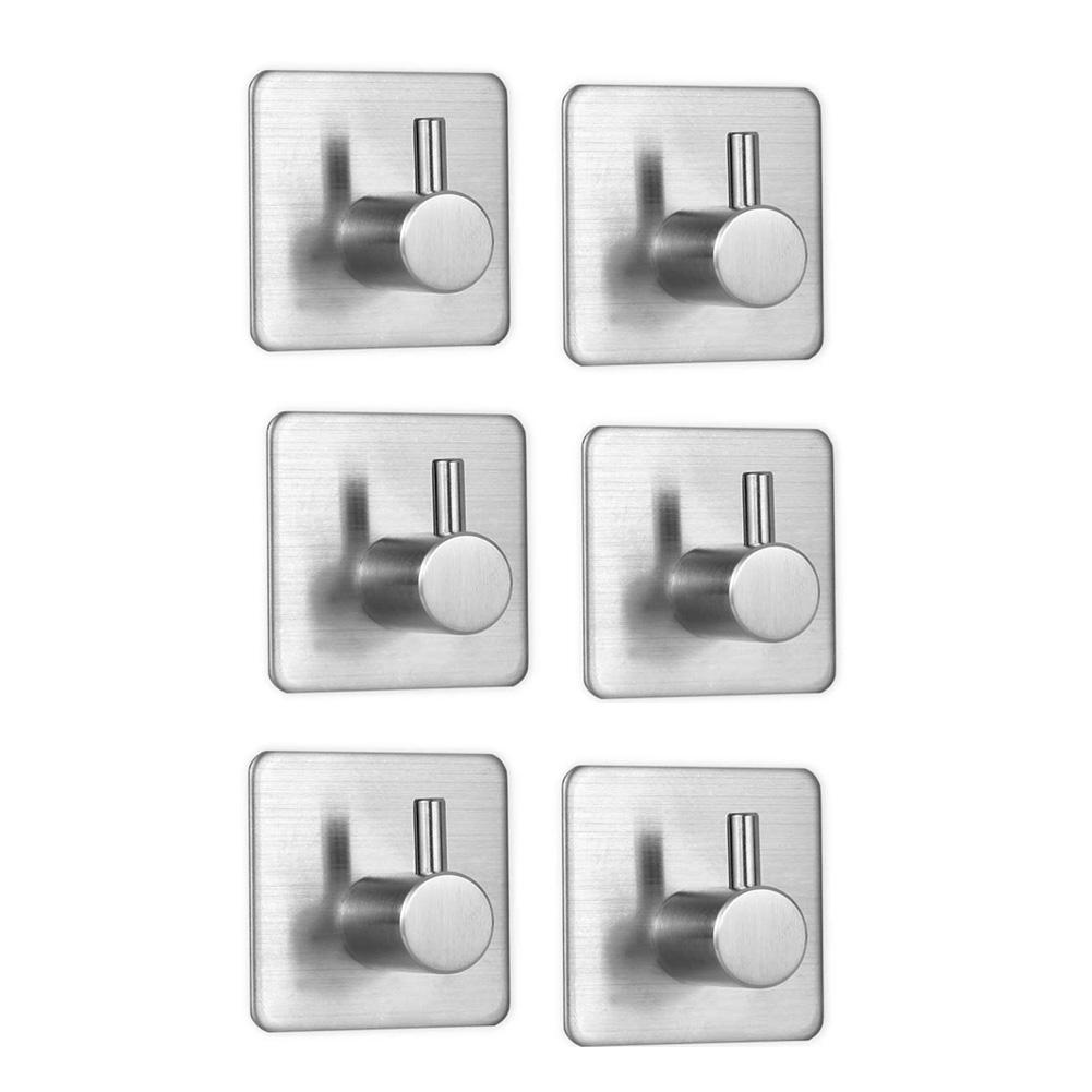 

2/6pcs Stainless Steel Bathroom Hook Rustproof Self-adhesive Kitchen Hanger, 2pcs, 501 Original