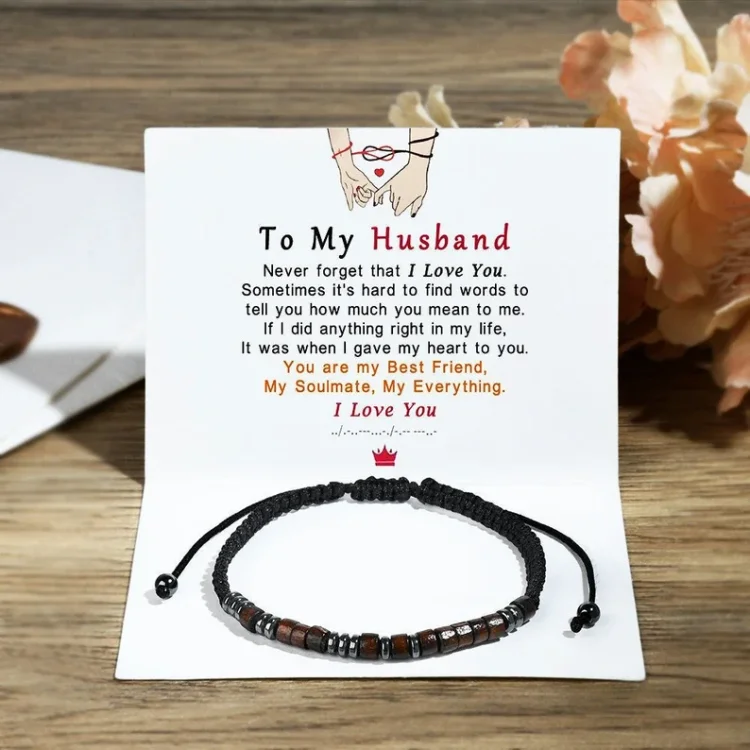 To My Husband I Love You Morse Code Braided Rope Bracelet for Him