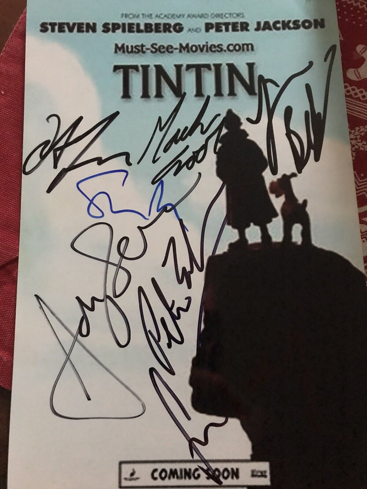 Tintin 9x6 Photo Poster painting Signed By 7. Incl: Jamie Bell, Andy Serkis, Peter Jackson…