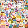50PCS Happy Birthday Transferable Stickers for DIY Project Laptop Suitcase Decorating