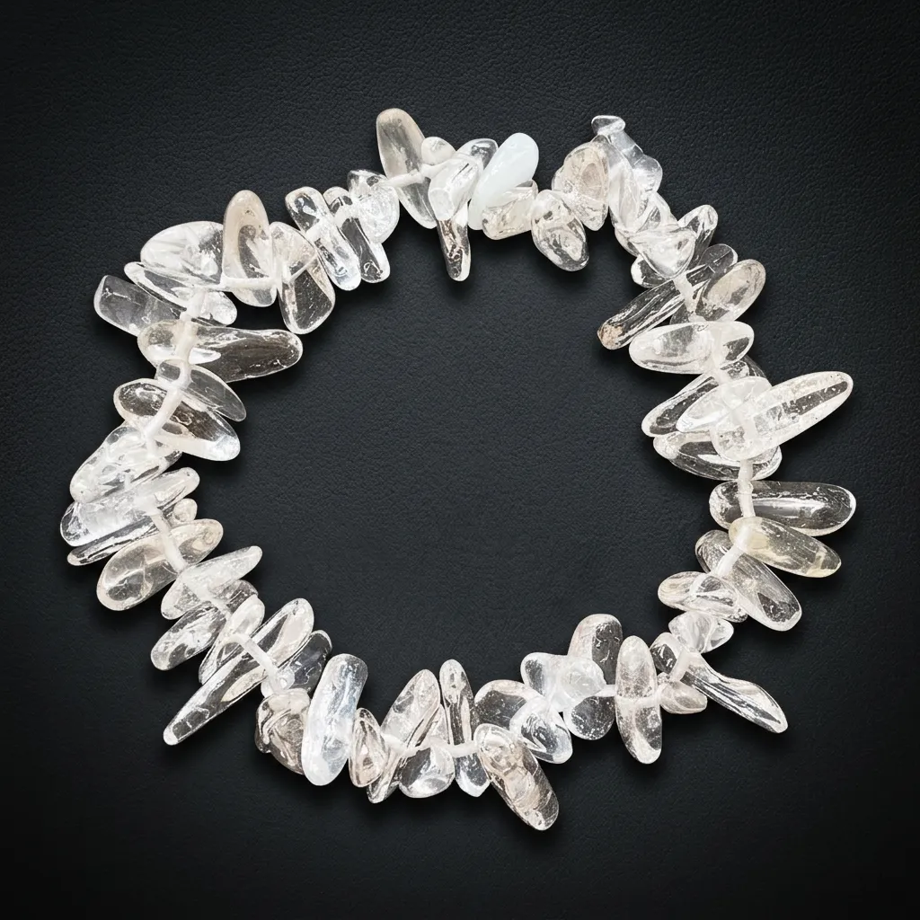 JiStones Ethereal Pure Clear Quartz Raw Chip Bracelet - Handcrafted Organic Luxury Ethereal Pure White Crystal