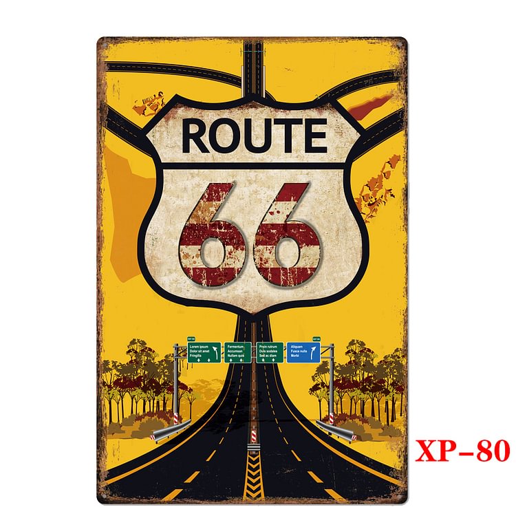 Classic American Route 66 - Vintage Tin Signs/Wooden Signs - 7.9x11.8in & 11.8x15.7in