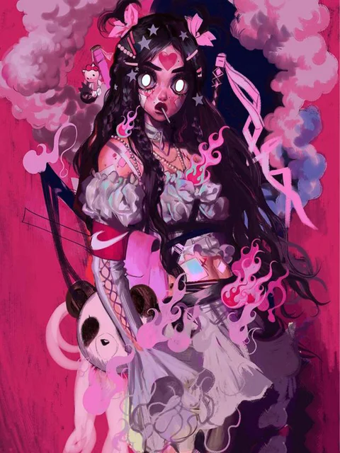 Manga Girl 40*50CM(Canvas) Full Round Drill Diamond Painting gbfke