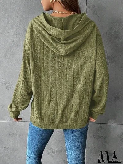 MidiSono - Textured Dropped Shoulder Hoodie