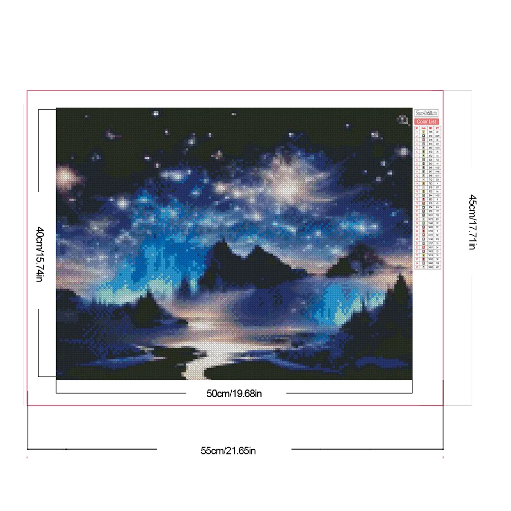 Partial AB Diamond Painting - Full Round Drill - Starry Night Mountain(Canvas|55*45cm)