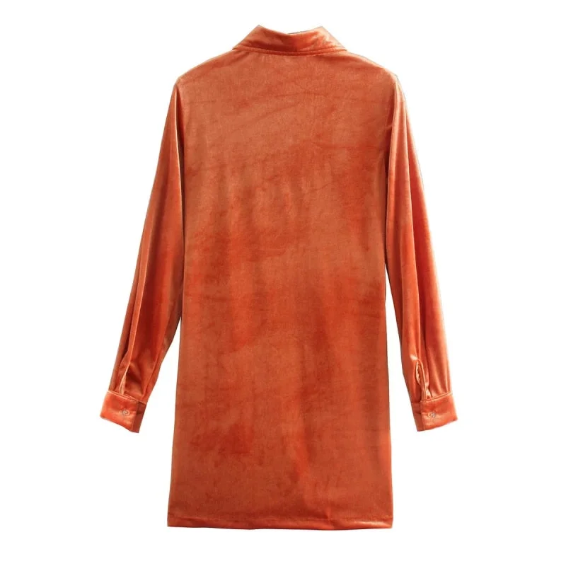 Vintage Elegant Green Draped Velvet Mini Dress Women Fashion Buttons Turn-down Collar Dresses Female Chic Vestidos