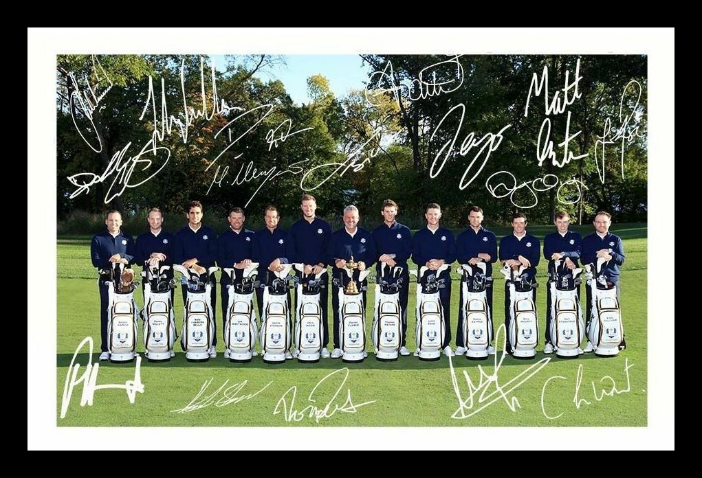 Europe 2016 Ryder Cup Team Autograph Signed & Framed Photo Poster painting