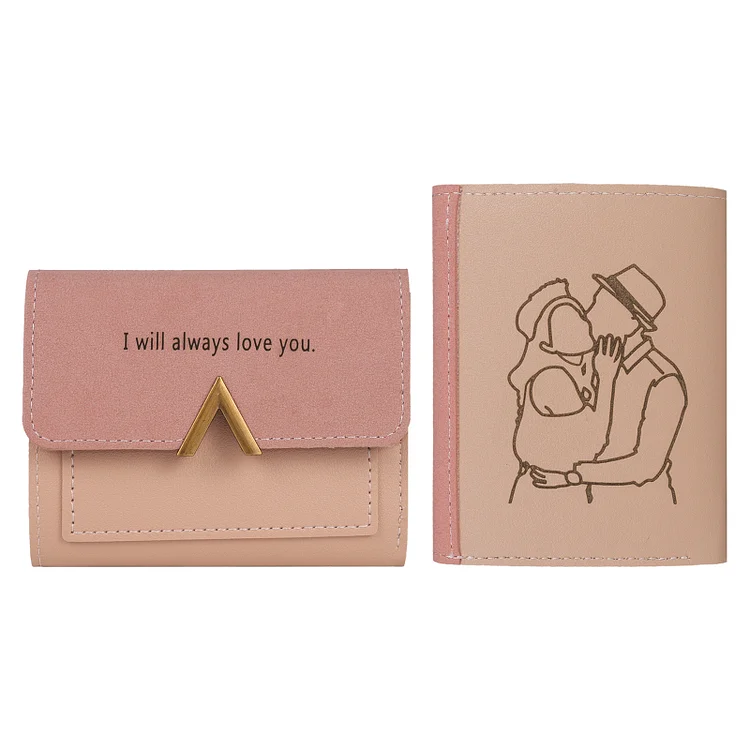 Personalized Photo Leather Folding Wallet Engraved Text Wallet Gifts for Her