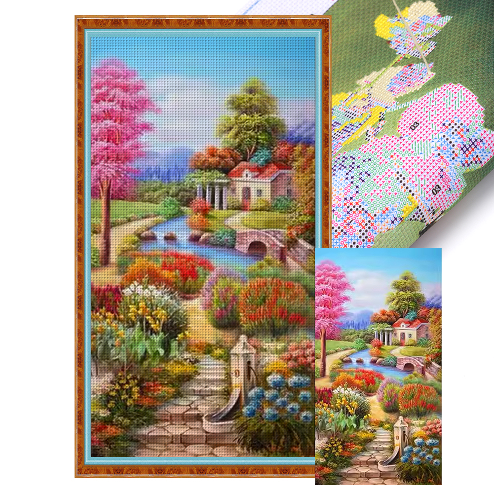 Vertical Version Of Dream Home Full 11CT Pre-stamped Canvas(50*90cm) Silk Cross Stitch