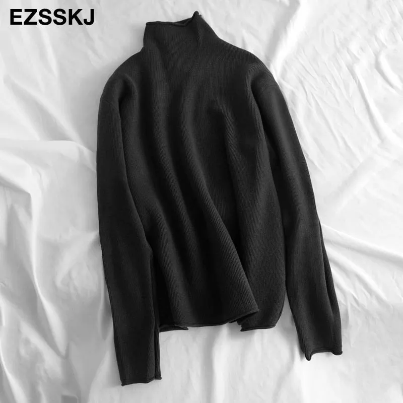oversize Sweater Women Pullover Casual Turtleneck Long Sleeve chic loose 2021 Knit Sweater Female Jumpers soft top